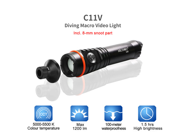Archon C11V Diving Macro Video Light with Snoot - 1,200 LM