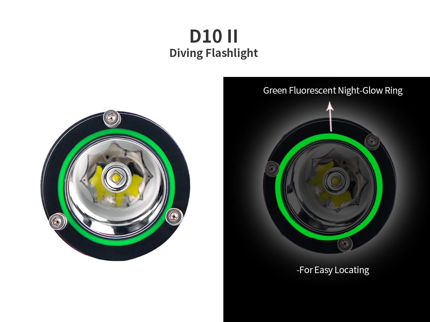 Archon D10 II Diving Flashlight | Rotary Tailcap Switch- 2,000 LM