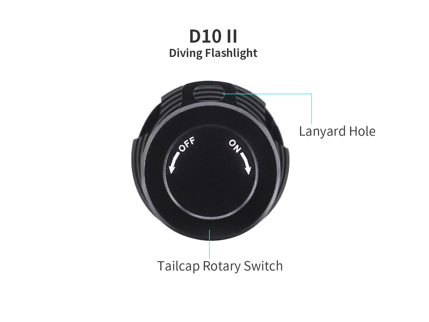Archon D10 II Diving Flashlight | Rotary Tailcap Switch- 2,000 LM