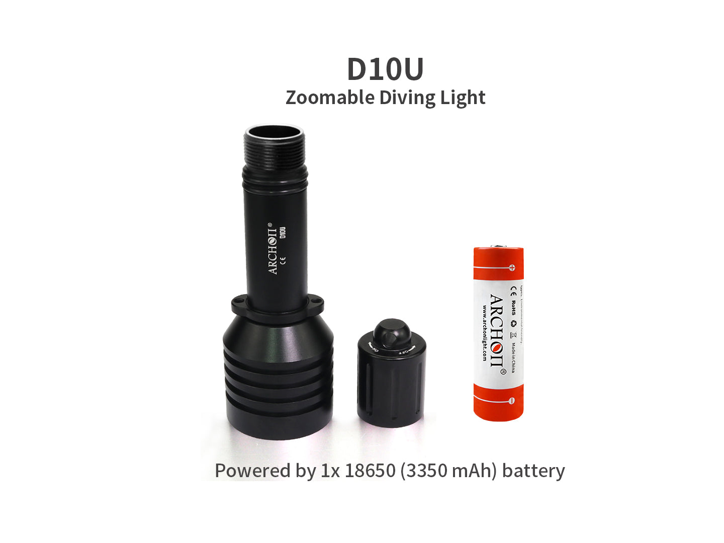 Archon D10U Zoomable Diving Light - 860 LM