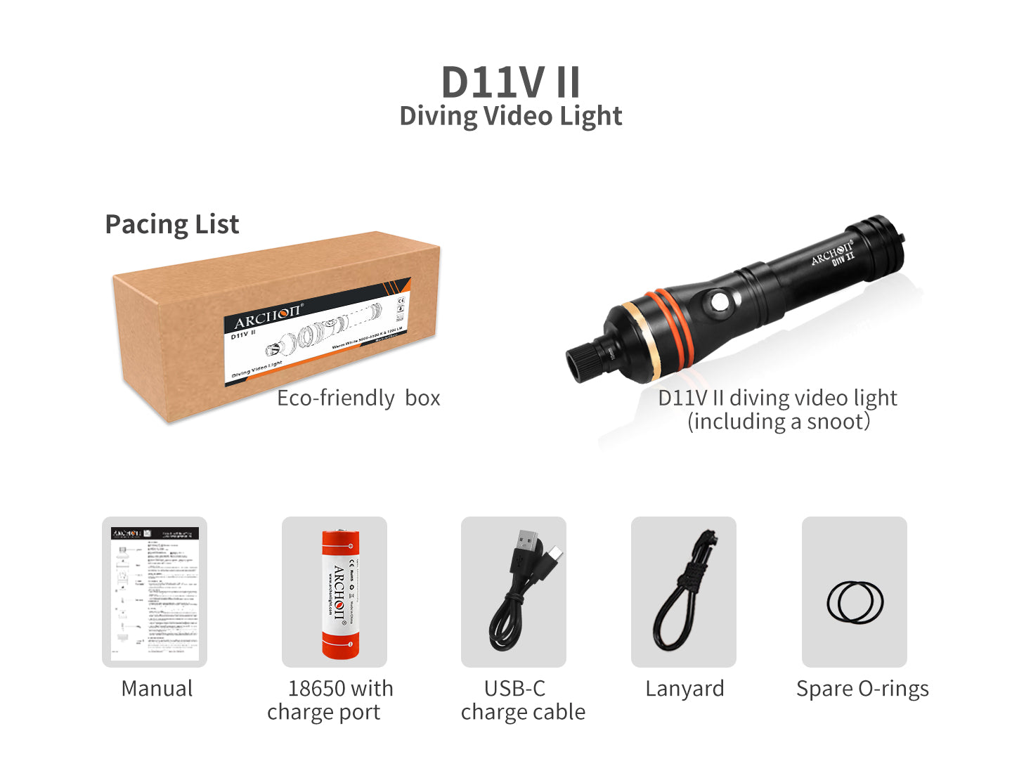 Archon D11V II Diving Macro Video Light with Snoot - 1,200 LM