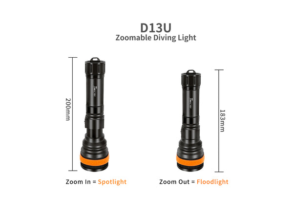 Archon D13U Zoomable Diving Light - 2,000 LM