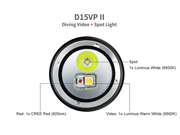 Archon D15VP II Diving Video & Spot Light | White and Red Lights - 3,000 LM