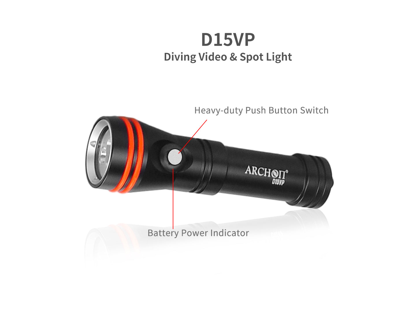 Archon D15VP Diving Video & Spot Light | White & Red Lights - 1,300 LM