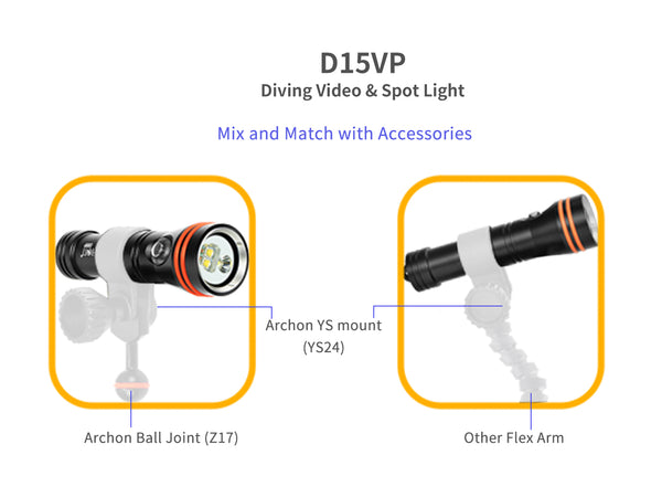 Archon D15VP Diving Video & Spot Light | White & Red Lights - 1,300 LM
