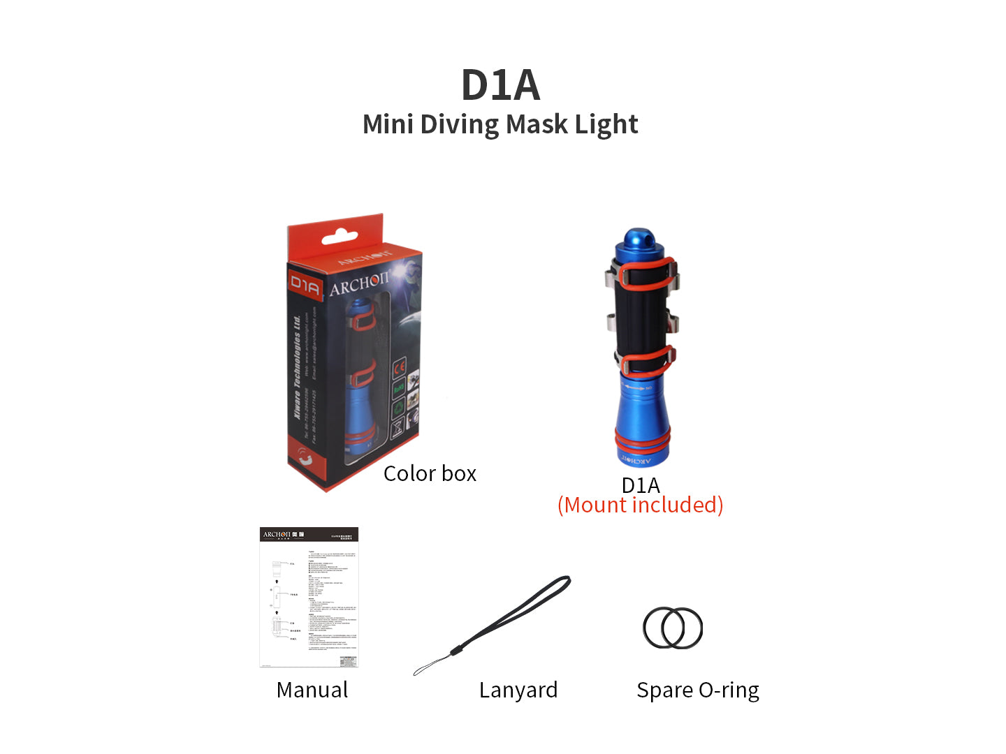 Archon D1A Mini Diving Mask Light - 75 LM