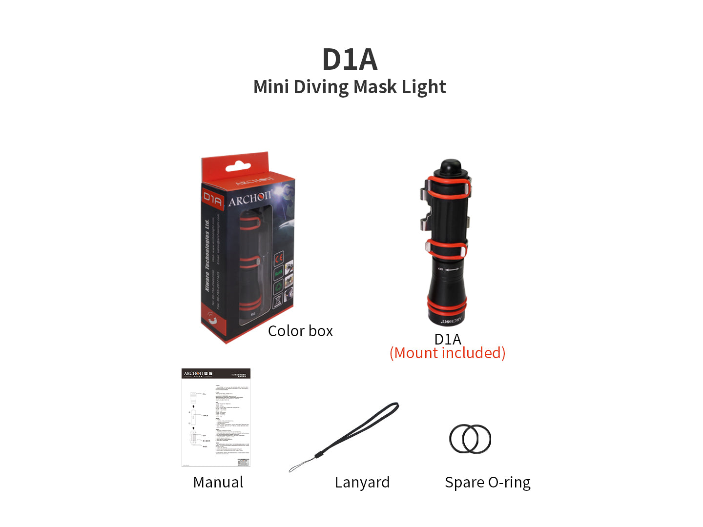 Archon D1A Mini Diving Mask Light - 75 LM