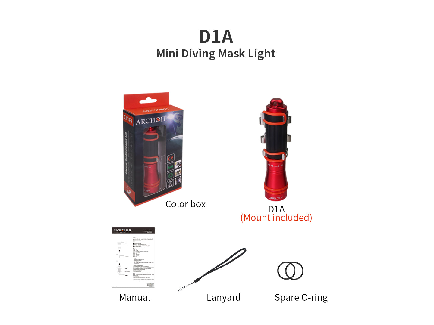Archon D1A Mini Diving Mask Light - 75 LM