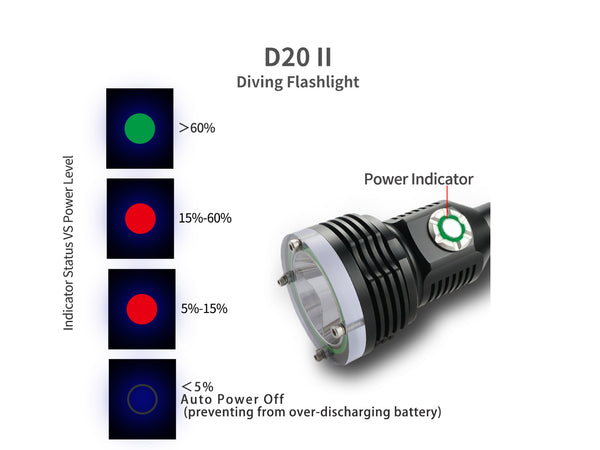 Archon D20 II Diving Flashlight | Powered by 2x 18650 - 1,200 LM