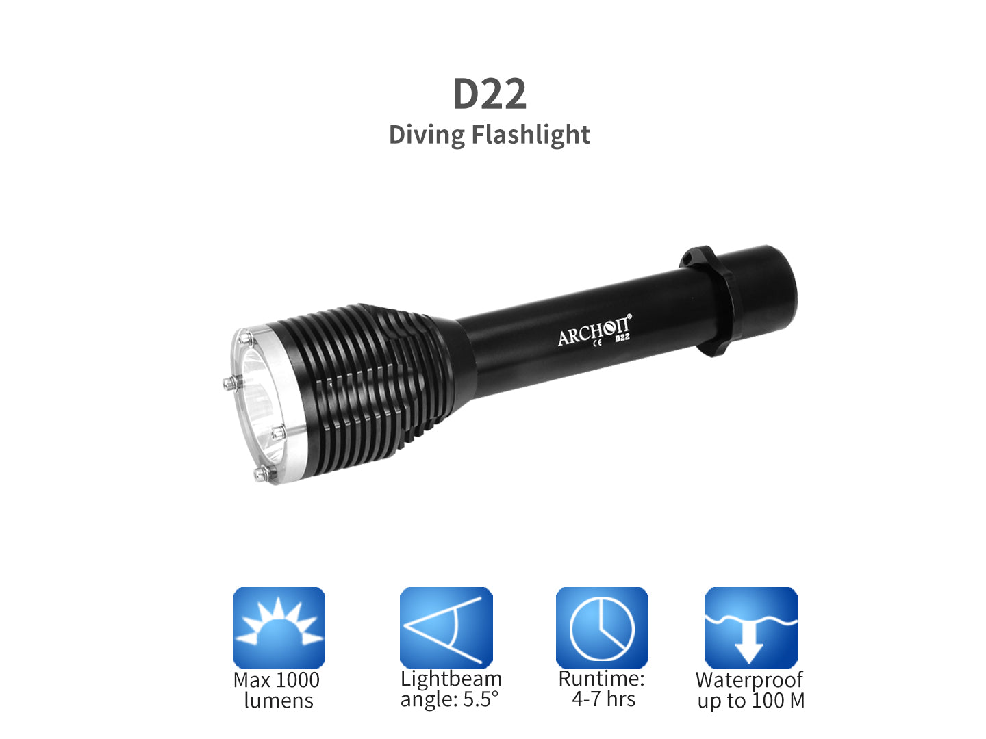 Archon Archon D22 Diving Flashlight | Powered by 2x 26650 - 1,000 LM