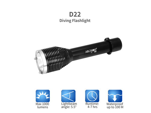 Archon Archon D22 Diving Flashlight | Powered by 2x 26650 - 1,000 LM