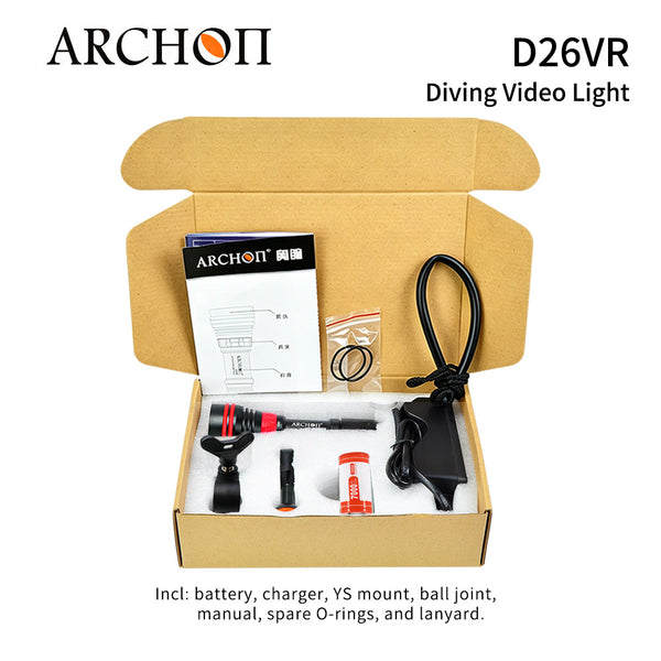 Archon D26VR Diving Video Light | White & Red Lights - 2,000 LM