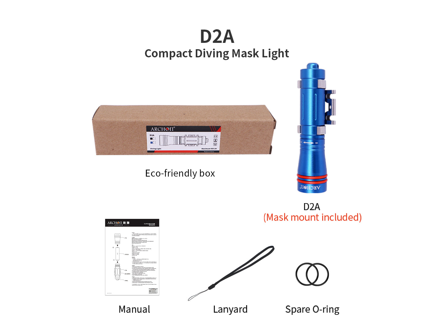 Archon D2A Compact Diving Mask Light - 450 LM