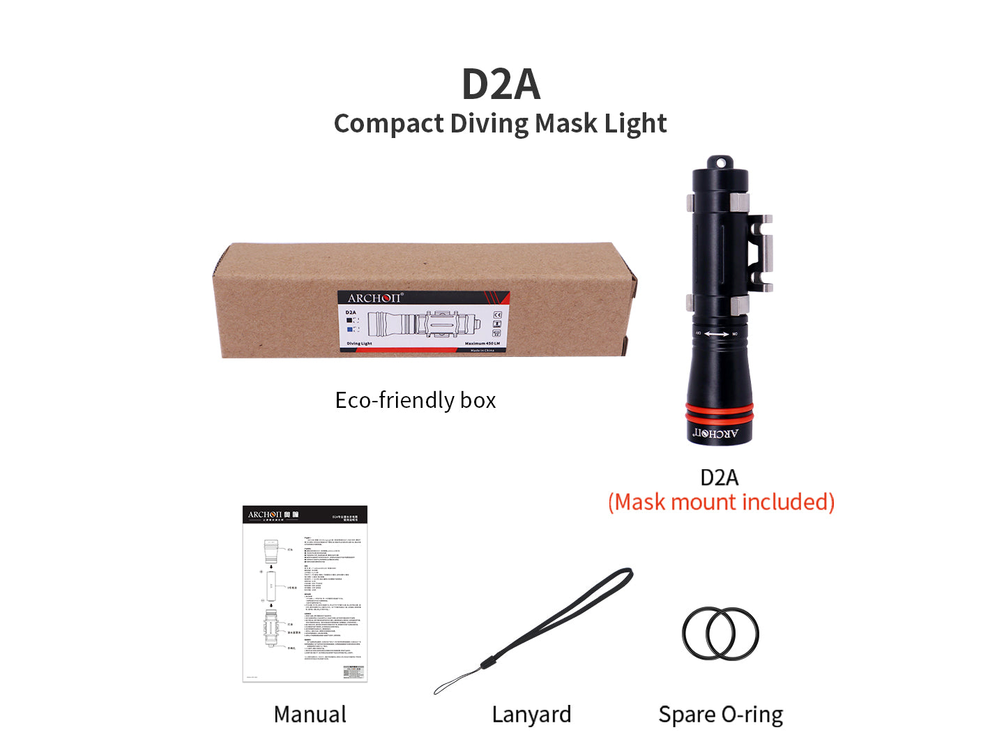 Archon D2A Compact Diving Mask Light - 450 LM