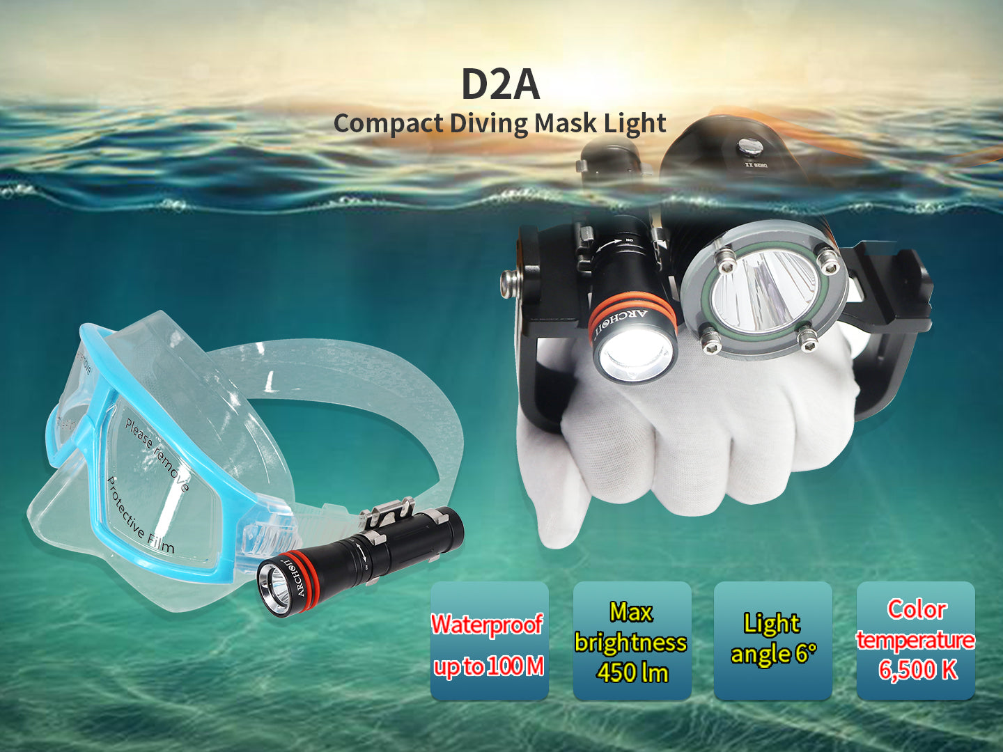 Archon D2A Compact Diving Mask Light - 450 LM