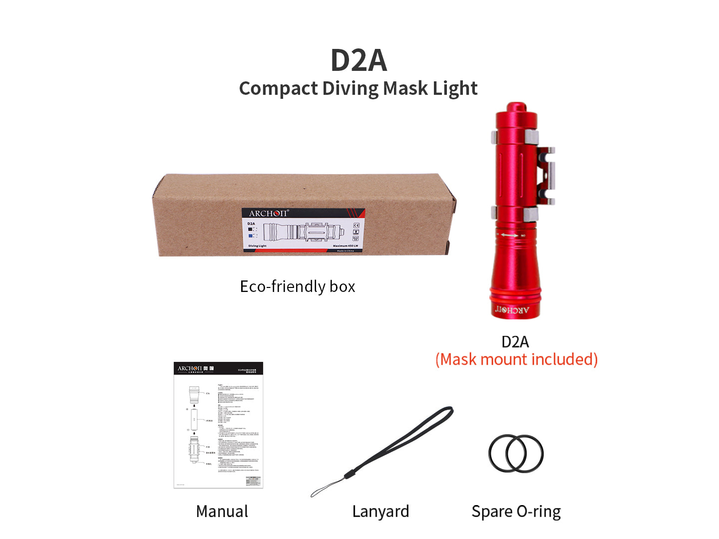 Archon D2A Compact Diving Mask Light - 450 LM
