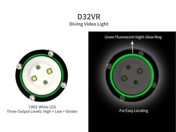 Archon D32VR Diving Video Light | White & Red Lights - 1,400 LM