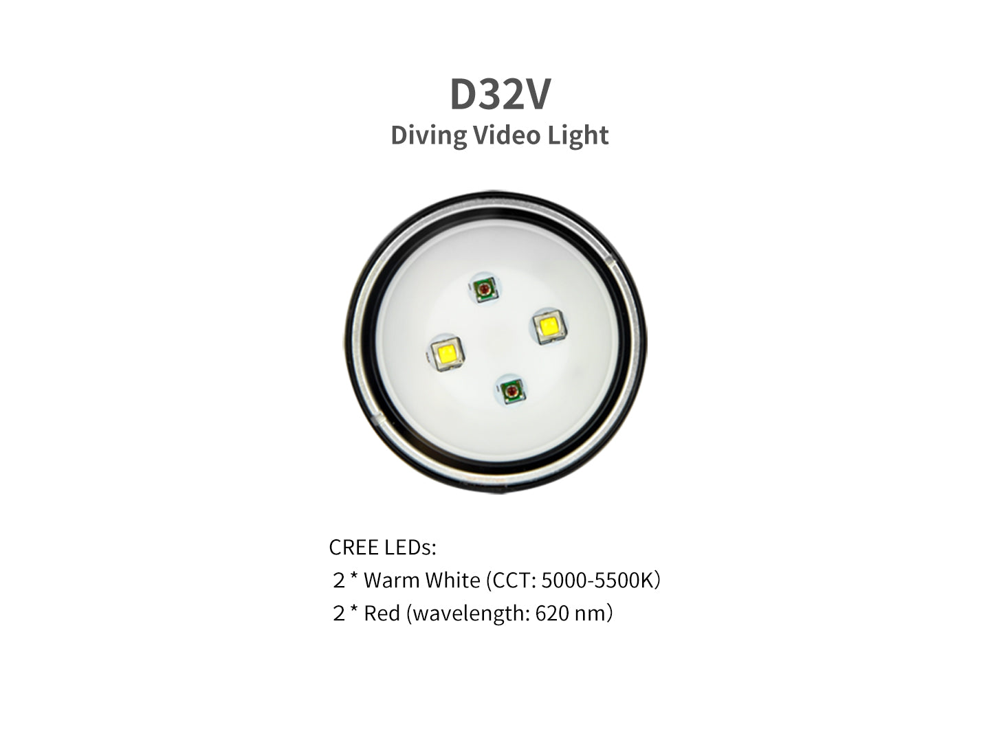 Archon D32V Diving Video Light | White & Red Lights - 1,400 LM