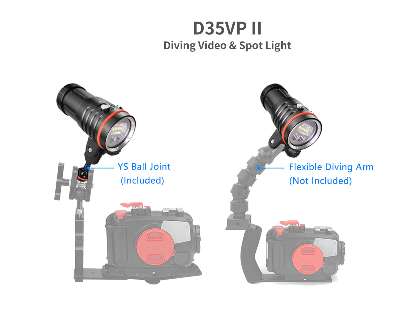 Archon D35VP II Diving Light | White, Red & UV Video Flashlight - 4,200 LM