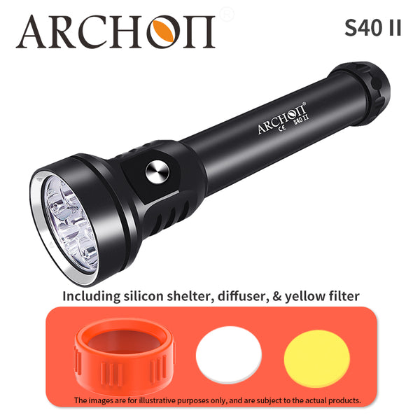 Archon S40 II Diving Flashlight | Diffuser & Yellow Filter – 4,300 LM