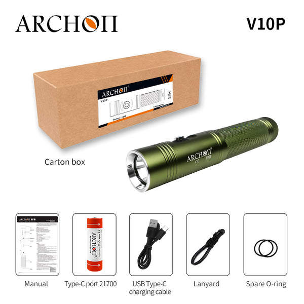 Archon V10P Diving Flashlight | Push Botton Switch - 2,000 LM