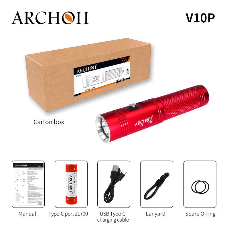 Archon V10P Diving Flashlight | Push Botton Switch - 2,000 LM