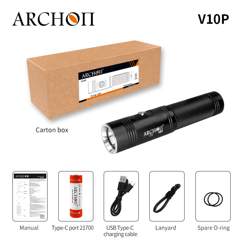 Archon V10P Diving Flashlight | Push Botton Switch - 2,000 LM