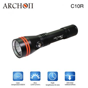 ARCHON Diving Light C10R with Built-in USB Rechargeable Battery