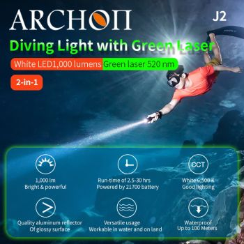 J2 2-in-1 Diving Light with Green Laser